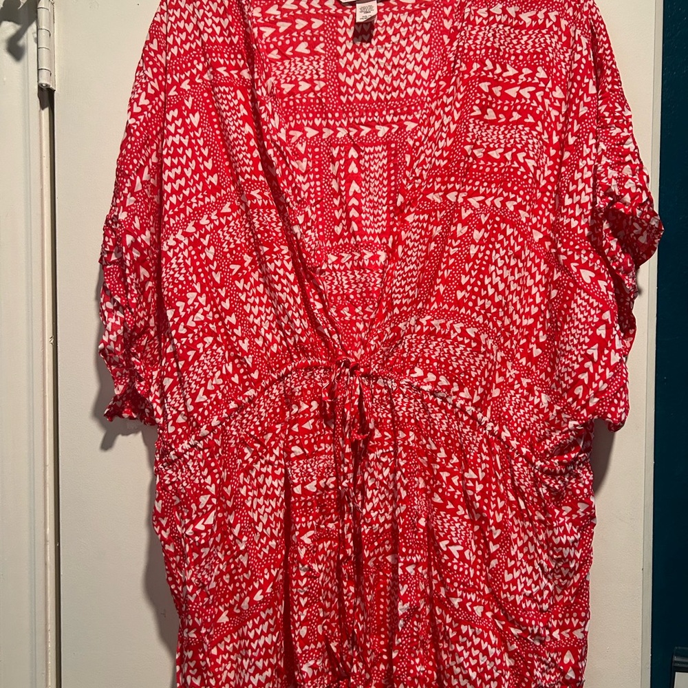 Victoria's Secret Red and White Heart Kimono